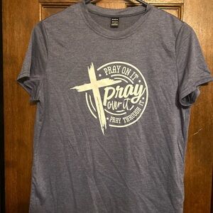 SHEIN Blue and White Short Sleeve Tee Casual Style